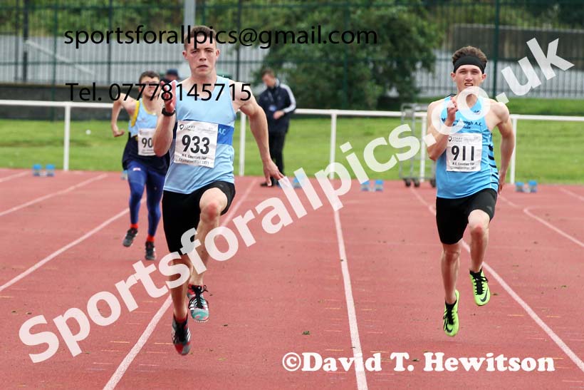 Mens and Boys 100 metres, 2021 North Eastern Track and Field Champs., Middesbrough. Photo: David T. Hewitson/Sports for All Pics